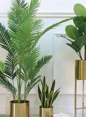 铁艺金属落地铁桶电镀花盆简约现代金色金属北欧抱抱桶装饰摆件