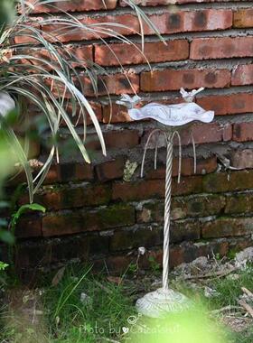 小喂鸟器装饰摆件花架烛台复古铁艺高架花园阳台杂货庭院鸟食盆架