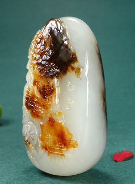 【大师作品】和田玉三色《富贵山居 》山水把件挂件85.8g