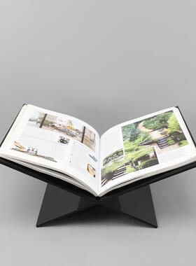 简约黑色亚克力杂志架摆件家居书房桌面收纳木质展示架书柜装饰品