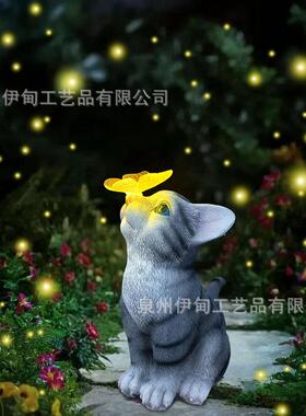 跨境热卖工厂直销树脂太阳能灯工艺品户外雕像花园草坪庭院装饰