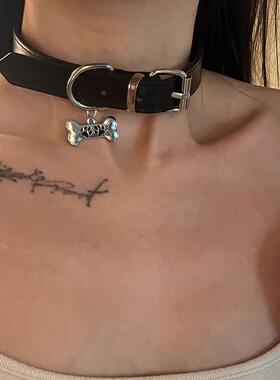 暗黑风纯欲性感牵引绳狗骨头脖颈