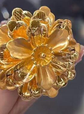 新复古金色戒指朵百搭富贵显花气质指环可调节小众时髦设款计女款