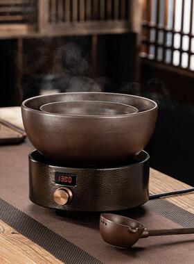大号土陶柴烧陶瓷煮茶器电陶炉套装复古煮茶炉煮茶碗普洱茶具黑茶