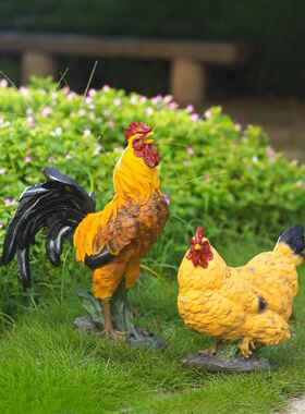 花园装饰摆件草坪公鸡母鸡户外庭院幼儿园布置小院子户外彷真动物