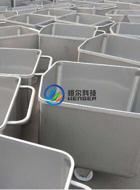 304不锈钢料斗车肉食品车间用不锈钢圆角桶车200L标准肉料车