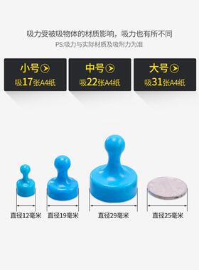 强力磁钉强磁图钉吸铁石冰箱贴白板磁扣黑板教学彩色书画办公磁铁