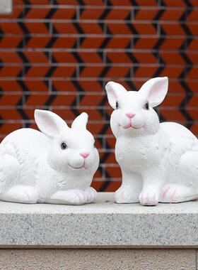 新款庭院花园装饰户外草坪景观创意彷真卡通动物兔子树脂工艺摆饰