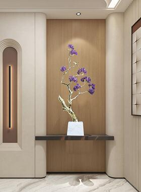 高端天然紫水晶钱树饰品黄铜葫芦钱树客厅入口高端装饰饰品