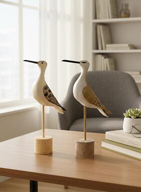 地中海长尾鸟模型海鸥海鸟儿童房样板房电视柜家居隔板装饰摆件