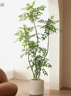 彷真绿色植物南天竹高端轻奢室内客厅沙发装饰假植物大型落地盆栽