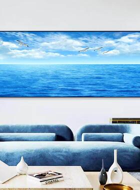 景画客厅沙发背景墙海装饰画蓝天白云大海日海洋出水景卧室水挂画