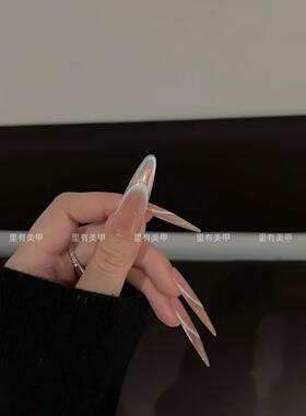 里有纯手工穿戴甲美甲448天空之境腮红极光甲级气质欧美甲