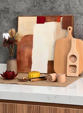 样板间中式厨房摆件套装侘寂风软装砧板花瓶装饰彷真食品橱柜饰品