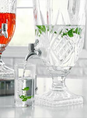 花大潮缸玻璃瓶 品缸厂家家庭纹理聚餐浮雕水晶雕刻果汁现货时尚