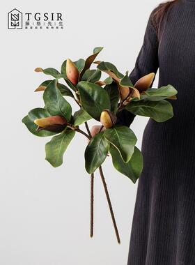 白碗花高级感彷真绿植客厅餐桌装饰插花摆设手捧花束玉兰花叶假花