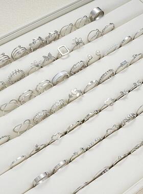 Rings set 66 pieces跨境首饰冷淡风花朵蝴蝶银色戒指组套66件套