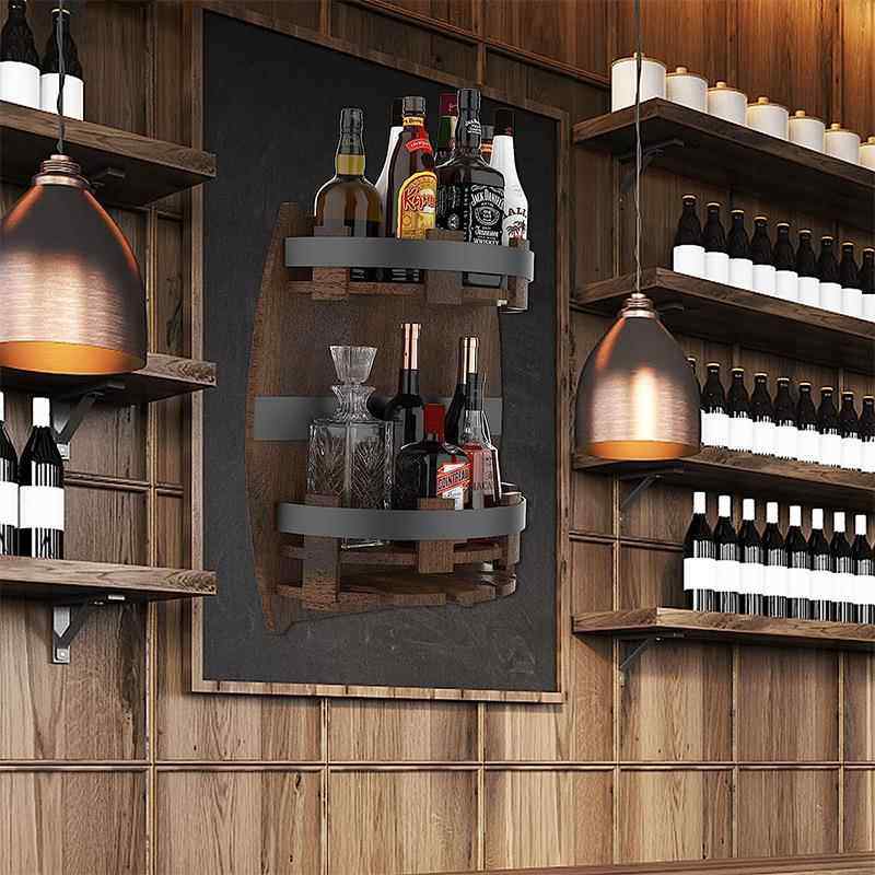 创意木制酒水展示台物品收纳台酒桶式挂件装饰酒水展示架,淘宝优惠券,粉丝福利购,淘宝优惠卷