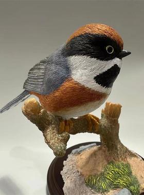 正品摆件工品鸟类家居装饰办室客厅房间公树艺脂手山绘红头长尾雀