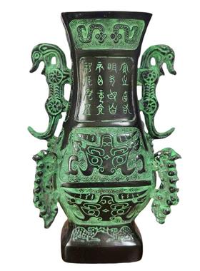 高档双龙尊仿风古青铜器客厅卧室水复古摆件古做玩旧包老家居装饰