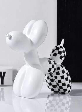 跨境简约创意QQG棋盘格气厅球科狗树脂工品摆件客艺家居书桌技感
