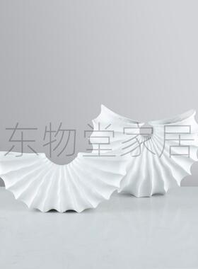 现代简约白色树脂扇形海螺花器摆件样板房电视柜卧室书房卧室客厅