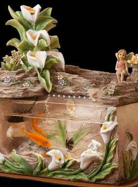 正品欧式小型流水缸客电北视厅柜旁招财摆件欧喷泉鱼景观创意家居