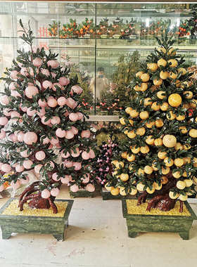 天然盆景盆栽摆件黄玉仙桃寿桃树客厅酒店电视柜家居装饰品送礼