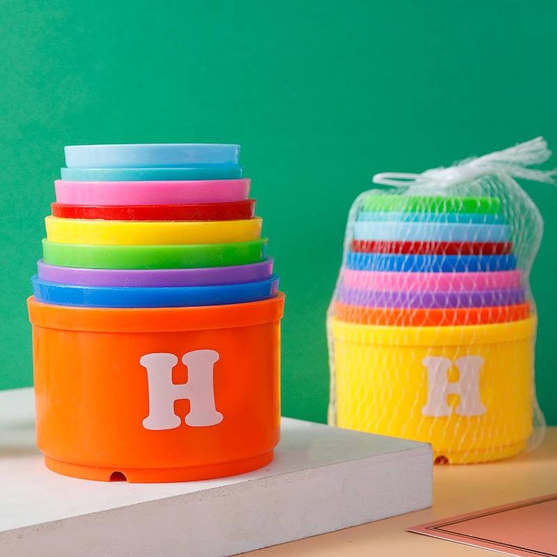 叠叠杯 儿童宝宝益智玩婴儿早教数字字母叠叠高 套碗益智叠叠乐 - 图0