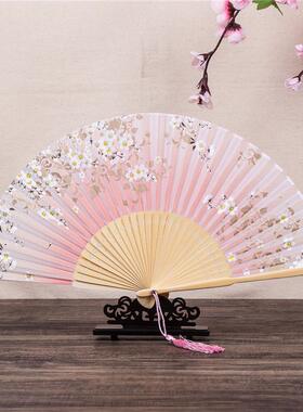 6日风式折扇和樱扇花真丝舞蹈扇古风寸女式扇子古典中国风7425-53