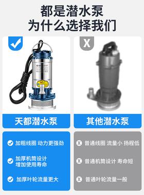 不锈钢潜水泵家用小型清污水泵农用灌溉220V高扬程抽水大流量