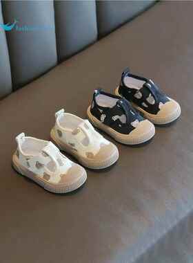 儿童帆布鞋春夏季幼儿园室内鞋宝宝软底女童男童小童一脚蹬小白鞋