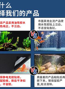 鱼缸背景贴纸黑色静电贴自粘底部装饰纯免胶玻璃缸壁纸外贴专用膜