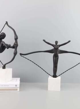 新中式创意抽象0540黑色人物雕塑饰摆件家房茶几样板房客厅居装书