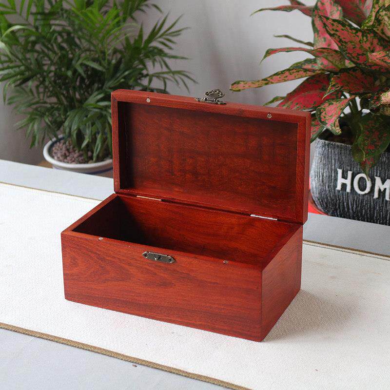 Solid wood jewelry box with lock mahogany jewelry box wooden box seal bracelet ring box Chinese wooden storage box