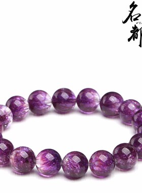 2026名都水晶 聚宝盆紫超七手链 紫色超七圆珠手串 厂家直销