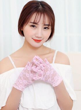 高级感婚纱手套短款蕾丝女薄款春夏天开车防晒女士新娘礼仪白色简