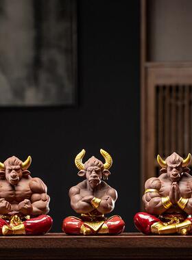 创意牛年吉祥物摆件招财玄关办公室桌面客厅家居酒柜电视柜装饰品