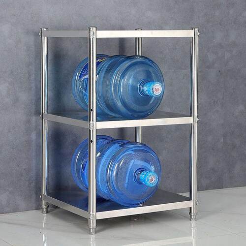 不锈钢厨房置物架家用落地三层收纳锅架微波炉架子烤箱储物蔬菜架 - 图2