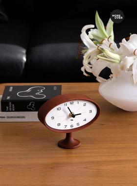 橄榄复古桌面钟客厅卧室玄关实木摆件台式轻奢家居装新款