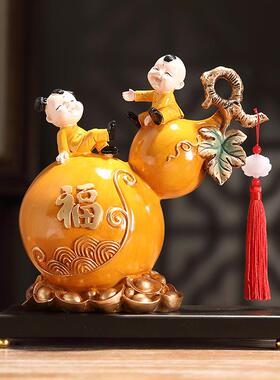 客厅福字葫芦摆件新中式客厅玄关电视柜酒柜装饰品乔迁新居工艺品