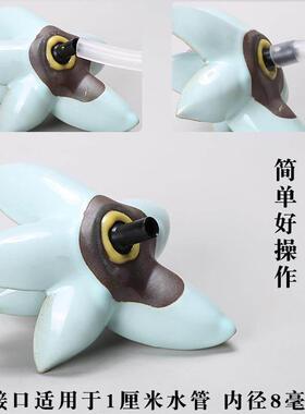 喷泉配件鱼缸循环小号流水自制出水口摆件陶瓷装饰器假山中式陶罐