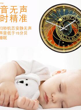 新款直销独立站创意钟表客厅夜光声控挂钟 智能小夜灯感应静音时
