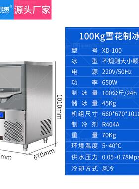雪花制冰机100公斤雪花状实验室火锅店料理店自动小型制冰机厂家