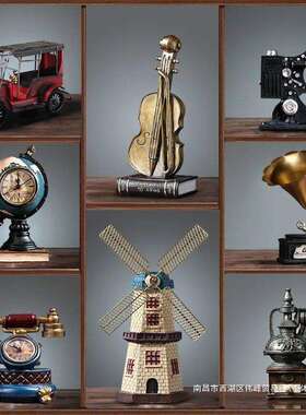 复古小摆居件创意家客厅玄品关欧柜式酒YVB柜子装饰书架书柜摆设