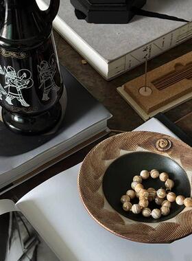 新中式样板间书桌串珠装饰摆件宋代美学书房茶室氛围布置高档软装