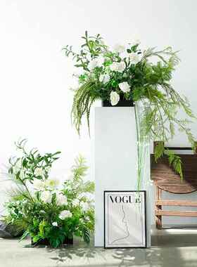 模拟绿色植物造景组合窗室内装饰大型插花饰品彷生假花卉植物饰品