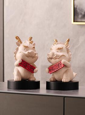 新中式招财龙年发财树玄关酒柜电视柜客厅装饰品开 业礼物乔迁礼