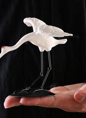 陶瓷白鹤动物摆件盆栽假山水景造景微景观装饰工艺礼品摆饰桌面装