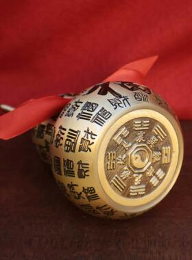 黄铜百财福见描述铜葫芦件摆厅装饰品入户玄关葫芦件挂店铺收银客